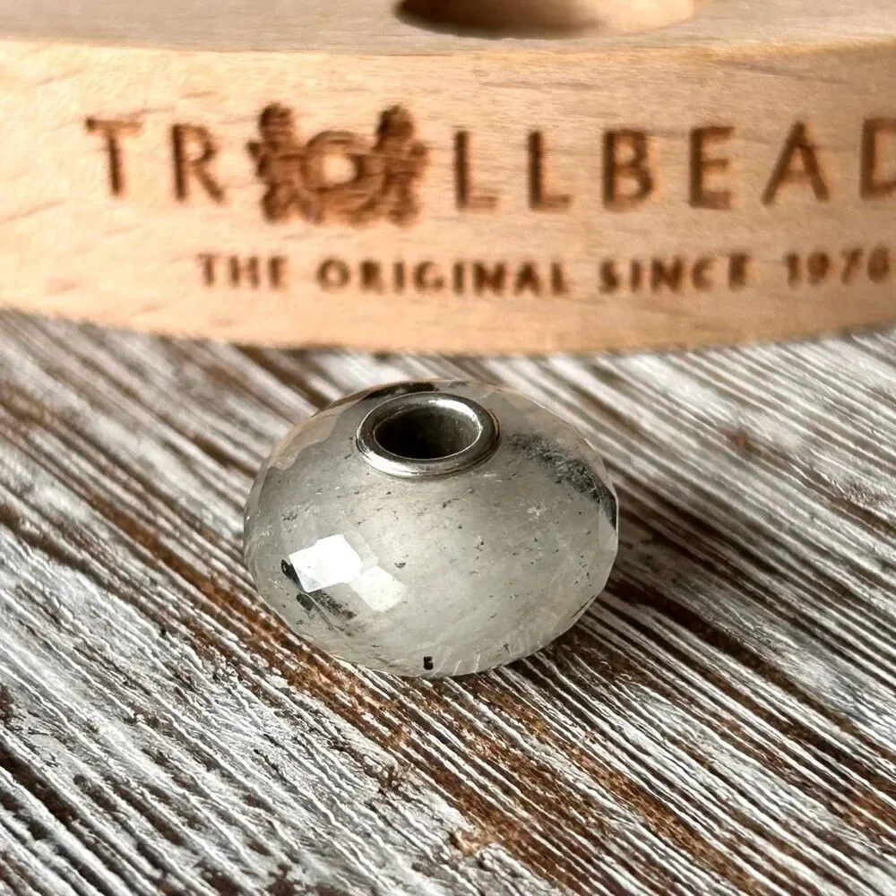 TROLLBEADS Tourmalinated Quartz Gemstone Facet RARE 2010 LAA 925 Black Rutilated